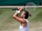 Aryna Sabalenka celebrates at Wimbledon on July 5, 2021