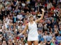 Ashleigh Barty celebrates at Wimbledon on July 6, 2021