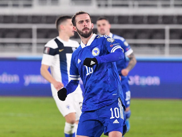 Miralem Pjanic pictured for Bosnia in March 2021