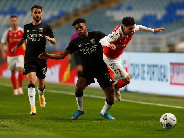 Nuno Tavares in action for Benfica in May 2021
