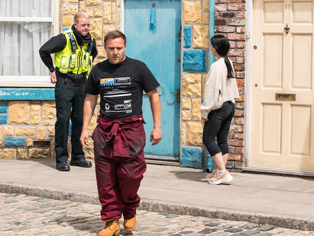 Craig, Tyrone and Alina on the second episode of Coronation Street on August 6, 2021