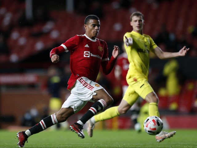 Manchester United's Mason Greenwood in action against Brentford in pre-season on July 28, 2021