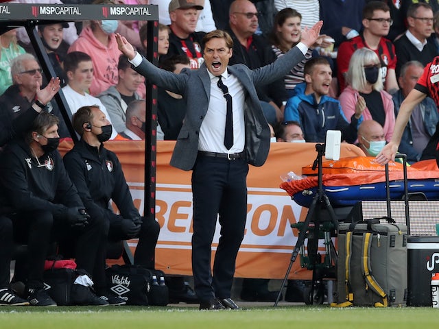 Bournemouth manager Scott Parker reacts on August 6, 2021