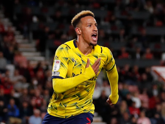Callum Robinson celebrates scoring for West Bromwich Albion against Bournemouth in the Championship on August 6, 2021
