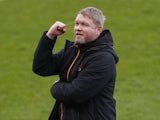 Hull City manager Grant McCann celebrates winning League One after the match on May 1, 2021