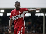 Middlesbrough's Marc Bola celebrates scoring their first goal on August 8, 2021
