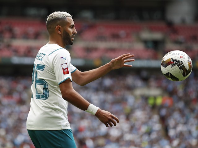 Manchester City's Riyad Mahrez during the match on August 7, 2021