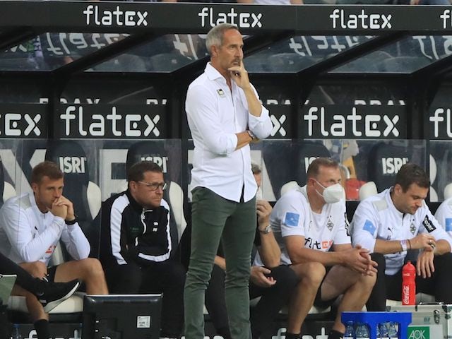 Borussia Monchengladbach coach Adi Hutter during the match on August 13, 2021