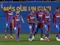 Barcelona's Memphis Depay celebrates scoring against Juventus on August 8, 2021