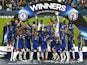 Chelsea players celebrate winning the UEFA Super Cup on August 11, 2021