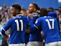 Everton's Dominic Calvert-Lewin celebrates scoring against Southampton in the Premier League on August 14, 2021