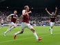 Tomas Soucek celebrates scoring for West Ham United against Newcastle United in the Premier League on August 15, 2021