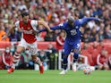 Arsenal's Pablo Mari in action with Chelsea's Romelu Lukaku in the Premier League on August 22, 2021