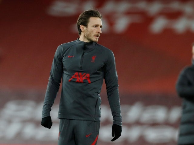 Liverpool's Ben Davies during the warm up before the match against Brighton & Hove Albion on February 3, 2021