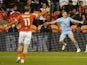 Coventry City's Viktor Gyokeres celebrates scoring their first goal against Blackpool in the Championship on August 17, 2021