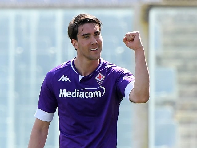 Dusan Vlahovic pictured for Fiorentina in April 2021