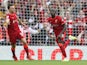 Liverpool's Sadio Mane celebrates scoring against Burnley in the Premier League on August 21, 2021