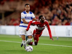 Middlesbrough's Isaiah Jones in action with QPR's Chris Willock in the Championship on August 18, 2021