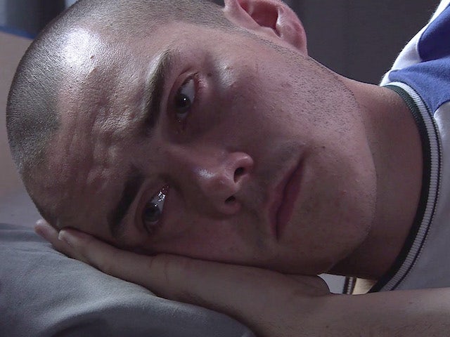 Corey in his cell on the second episode of Coronation Street on August 30, 2021