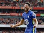 Chelsea's Reece James celebrates scoring against Arsenal in the Premier League on August 22, 2021