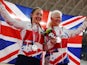 Aileen McGlynn of Britain and Helen Scott of Britain celebrate winning silver at the Tokyo Paralympics on August 26, 2021
