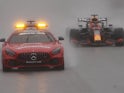 General view of the safety car followed by Red Bull's Max Verstappen on August 29, 2021