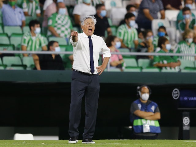 Real Madrid coach Carlo Ancelotti during the match on August 28, 2021