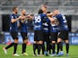 Inter Milan's Arturo Vidal celebrates scoring their third goal with teammates on August 21, 2021