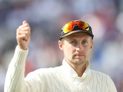 England's Joe Root celebrates after winning the match on August 28, 2021