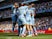 Manchester City's Ferran Torres celebrates scoring their second goal with teammates on August 28, 2021