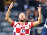 Nikola Vlasic celebrates for Croatia in June 2021