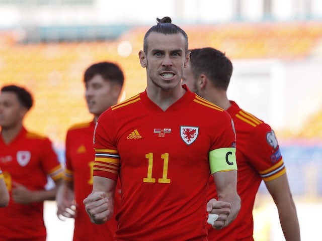 Wales attacker Gareth Bale celebrates scoring against Belarus on September 5, 2021
