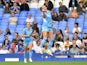Manchester City's Janine Beckcie celebrates scoring against Everton on September 4, 2021