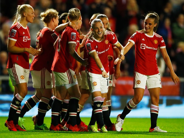 Manchester United's Ona Batlle celebrates scoring their second goal against Reading in the Women's Super League on September 3, 2021