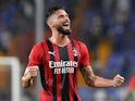 AC Milan's Olivier Giroud celebrates against Sampdoria on August 23, 2021