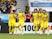 Borussia Dortmund's Erling Braut Haaland celebrates scoring their first goal with teammates on September 11, 2021