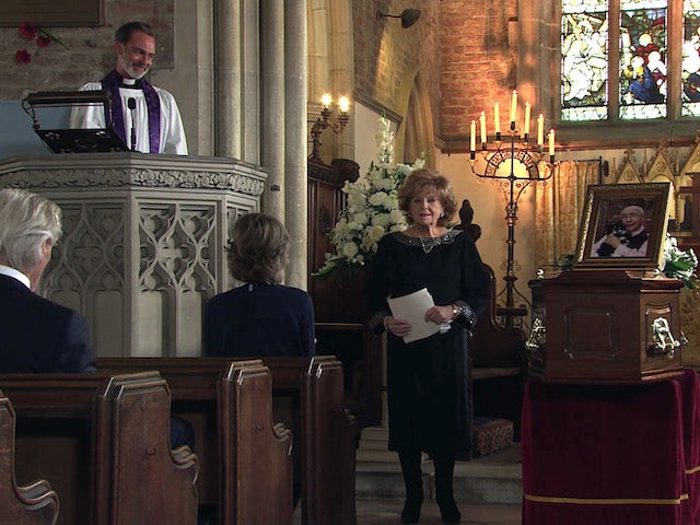 Rita speaks at Norris's funeral on the first episode of Coronation Street on September 24, 2021