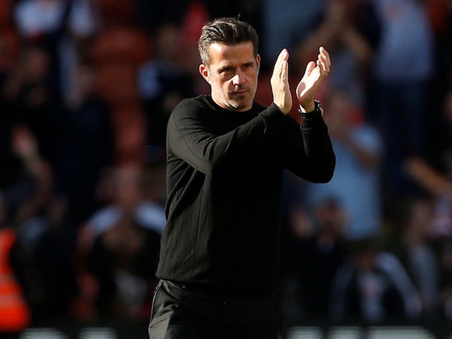 Fulham manager Marco Silva applauds fans after the match on September 11, 2021