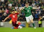 Switzerland's Fabian Frei in action with Northern Ireland's Shayne Lavery on September 8, 2021