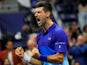 Novak Djokovic celebrates at the US Open on September 11, 2021