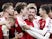 Denmark's Pierre-Emile Hojbjerg celebrates with teammates on September 7, 2021