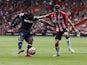 West Ham United's Michail Antonio in action with Southampton's Romain Perraud on September 11, 2021