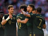 Bayern Munich's Leroy Sane celebrates scoring their first goal against VfL Bochum in the Bundesliga on September 18, 2021