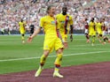 Crystal Palace's Conor Gallagher celebrates scoring against West Ham United in the Premier League on August 28, 2021