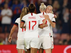 Sarina Wiegman leads England to thumping qualifying victory on debut in dugout