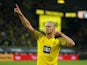 Borussia Dortmund's Erling Braut Haaland celebrates scoring their fourth goal on September 19, 2021