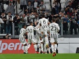 Juventus' Alvaro Morata celebrates scoring their first goal on September 19, 2021