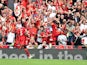 Sadio Mane celebrates scoring for Liverpool against Crystal Palace on September 18, 2021