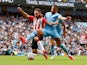 Southampton's Adam Armstrong is fouled by Manchester City's Kyle Walker in the Premier League on September 18, 2021