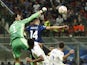 Real Madrid's Thibaut Courtois in action against Inter Milan on September 15, 2021